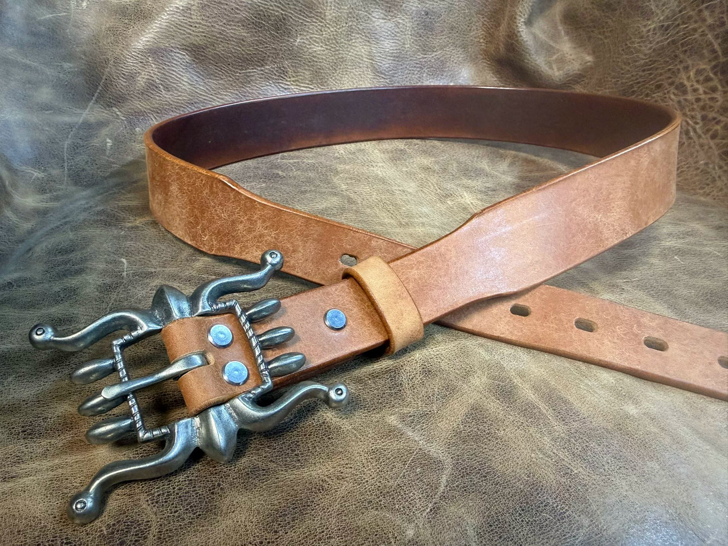 Octopus Buckle Leather Belt