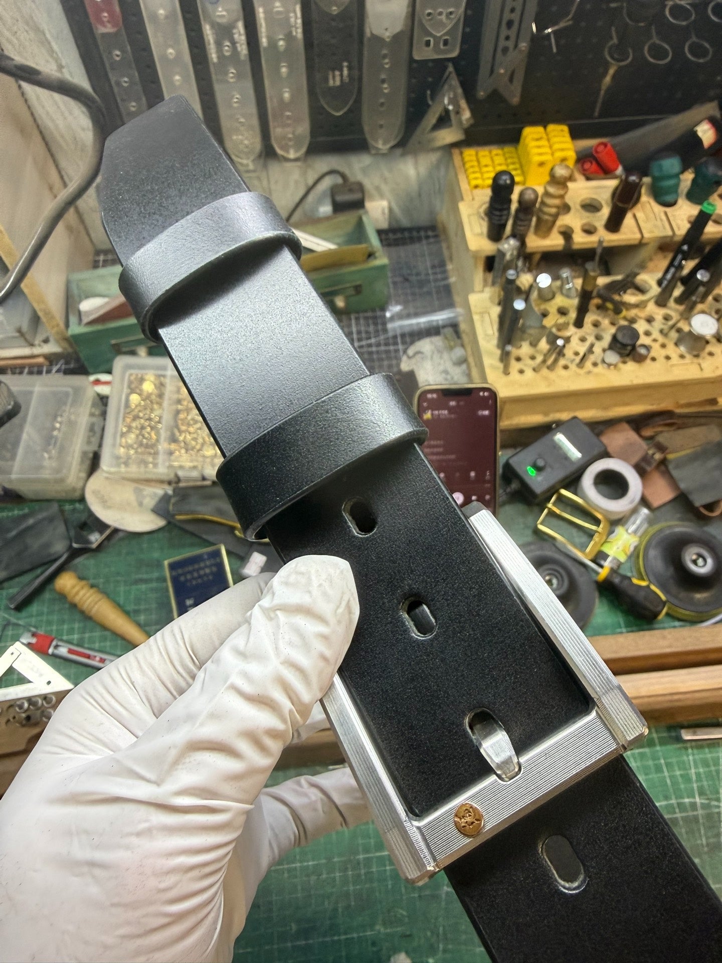 TWS Black Thomas Bridle Leather Business Belt — Handmade, Customizable