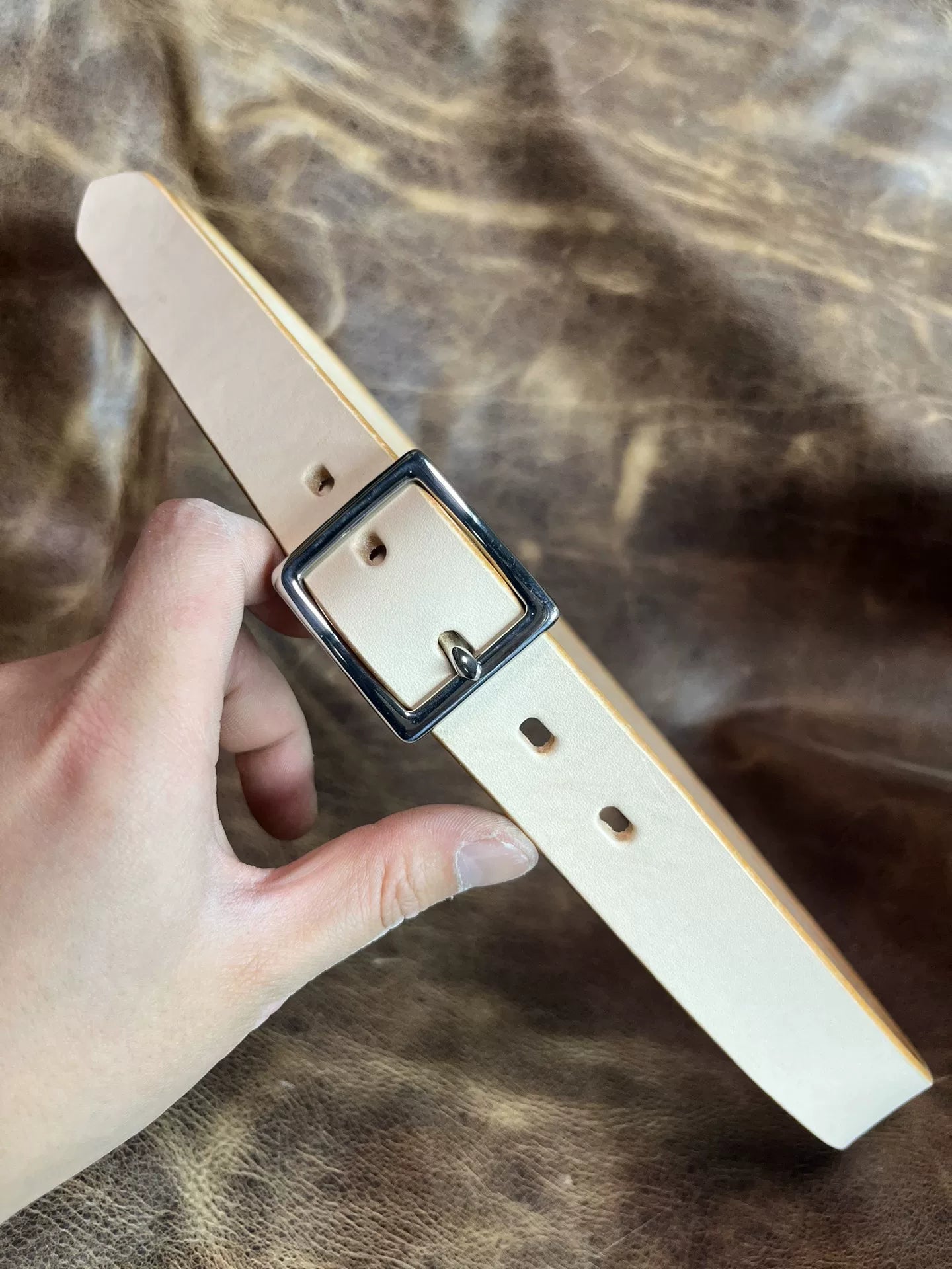 Handmade belt Italian vegetable tanned leather 3 cm wide belt handm…