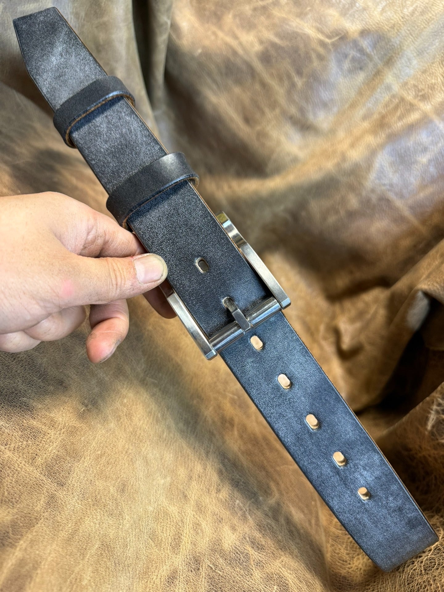 316L Line-Cut Stainless Buckle Paired with J.F. Baker Full-Grain Br…