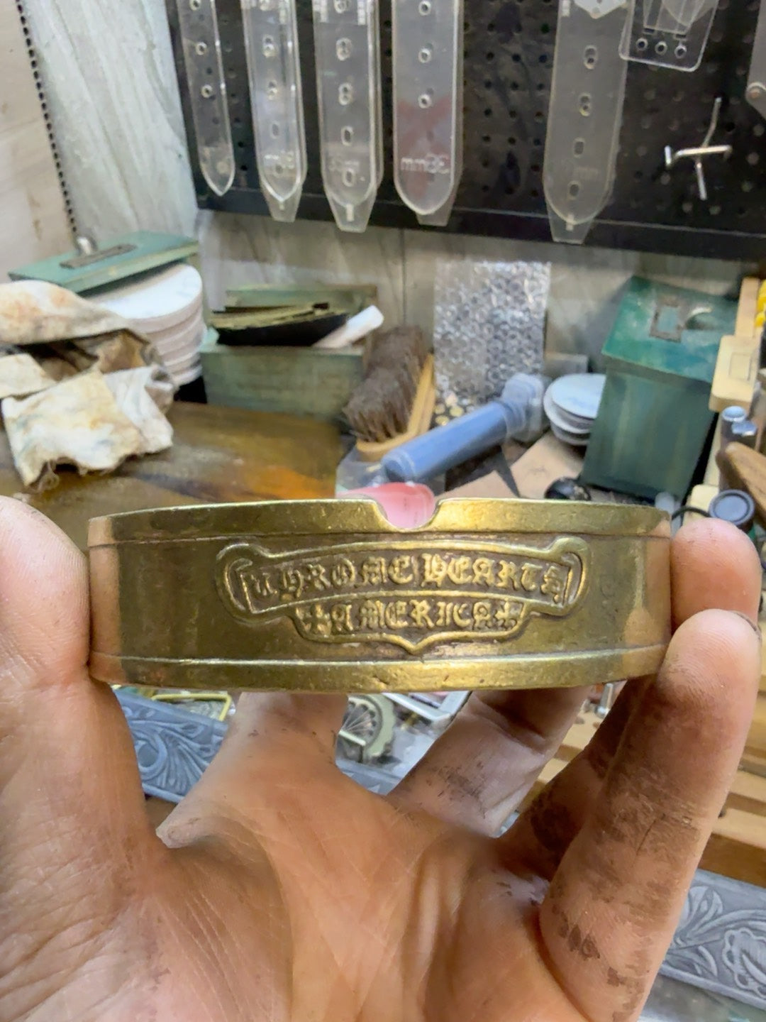 Solid Brass Crow Center Ashtray