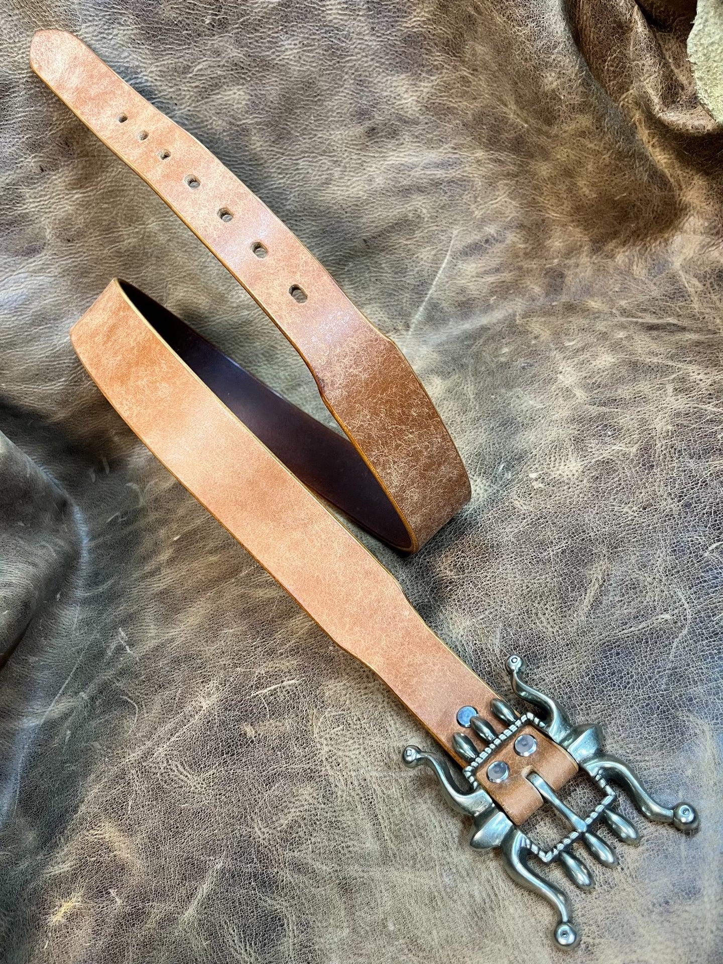 Solid white copper rrl octopus buckle original American western ret…