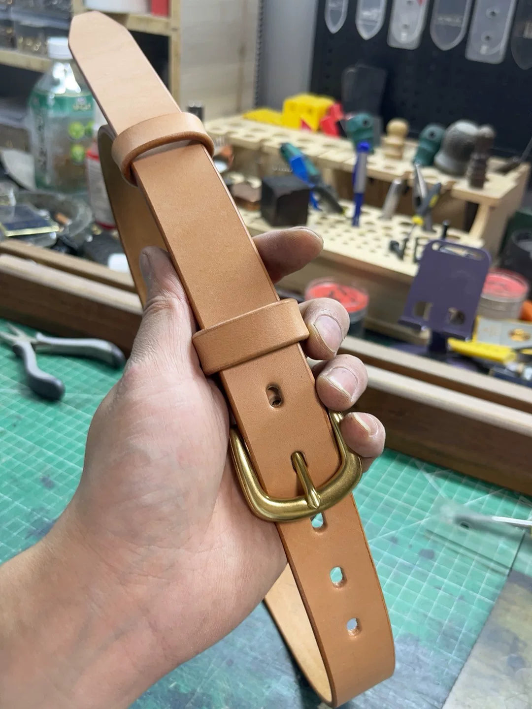 Handmade belt Italian vegetable tanned leather 3 cm wide belt handm…