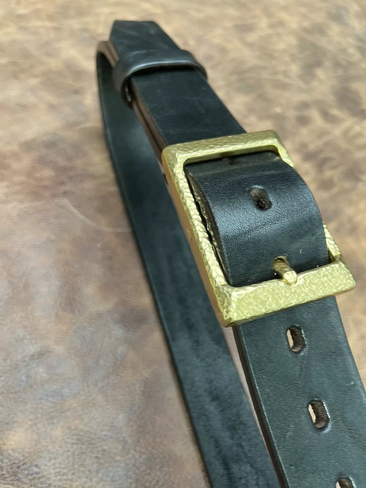 Black bison leather with solid brass hand hammered replica cow 4 be…