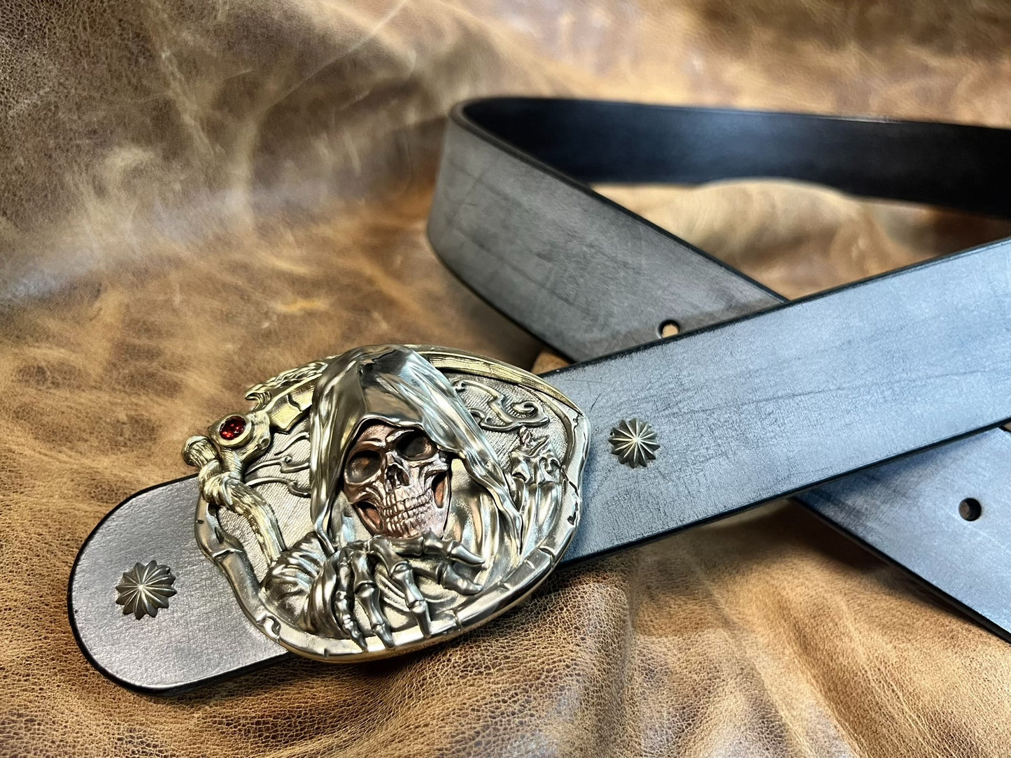 Tiger pure copper handmade custom belt buckle