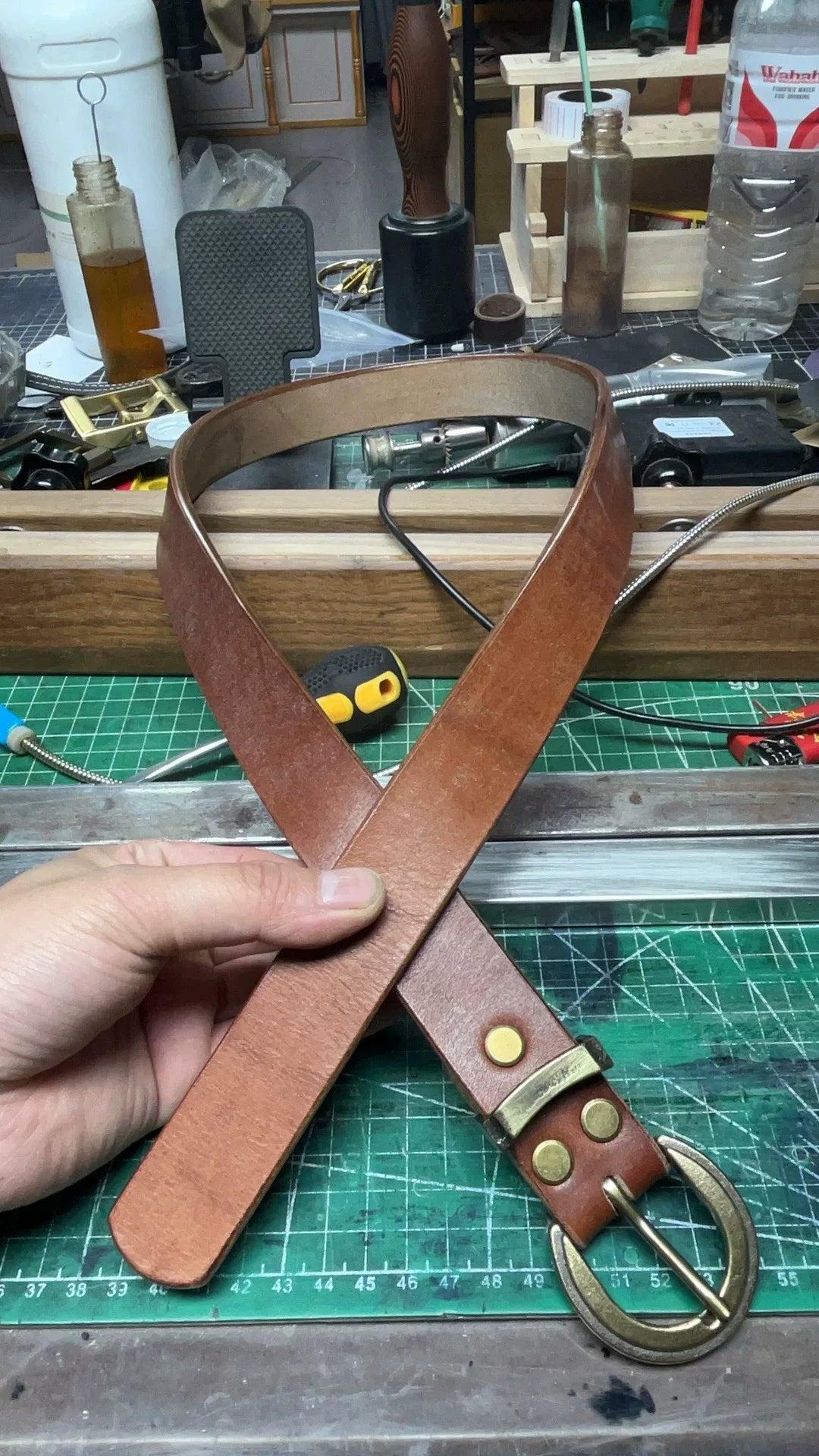 JF bridle leather brown women's belt