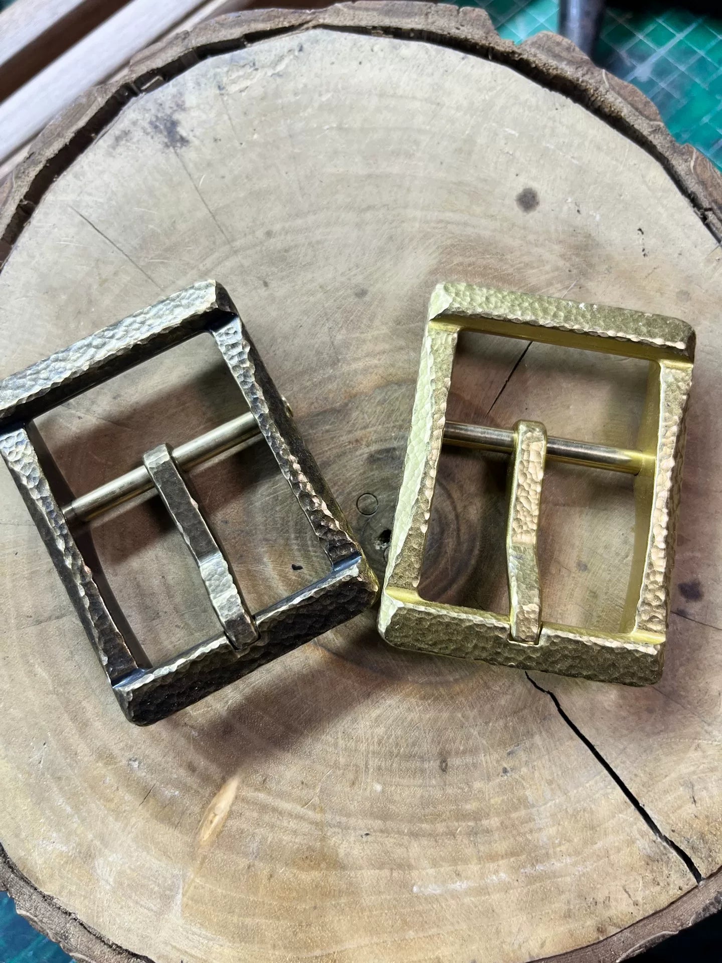 Unparalleled Heroes solid copper belt buckle with hand-hammered pat…