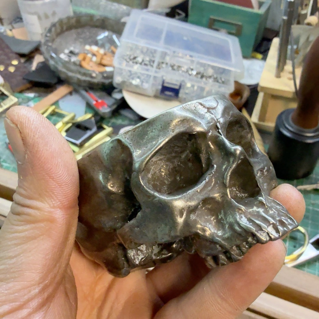 300g Solid White Copper Skull Ashtray