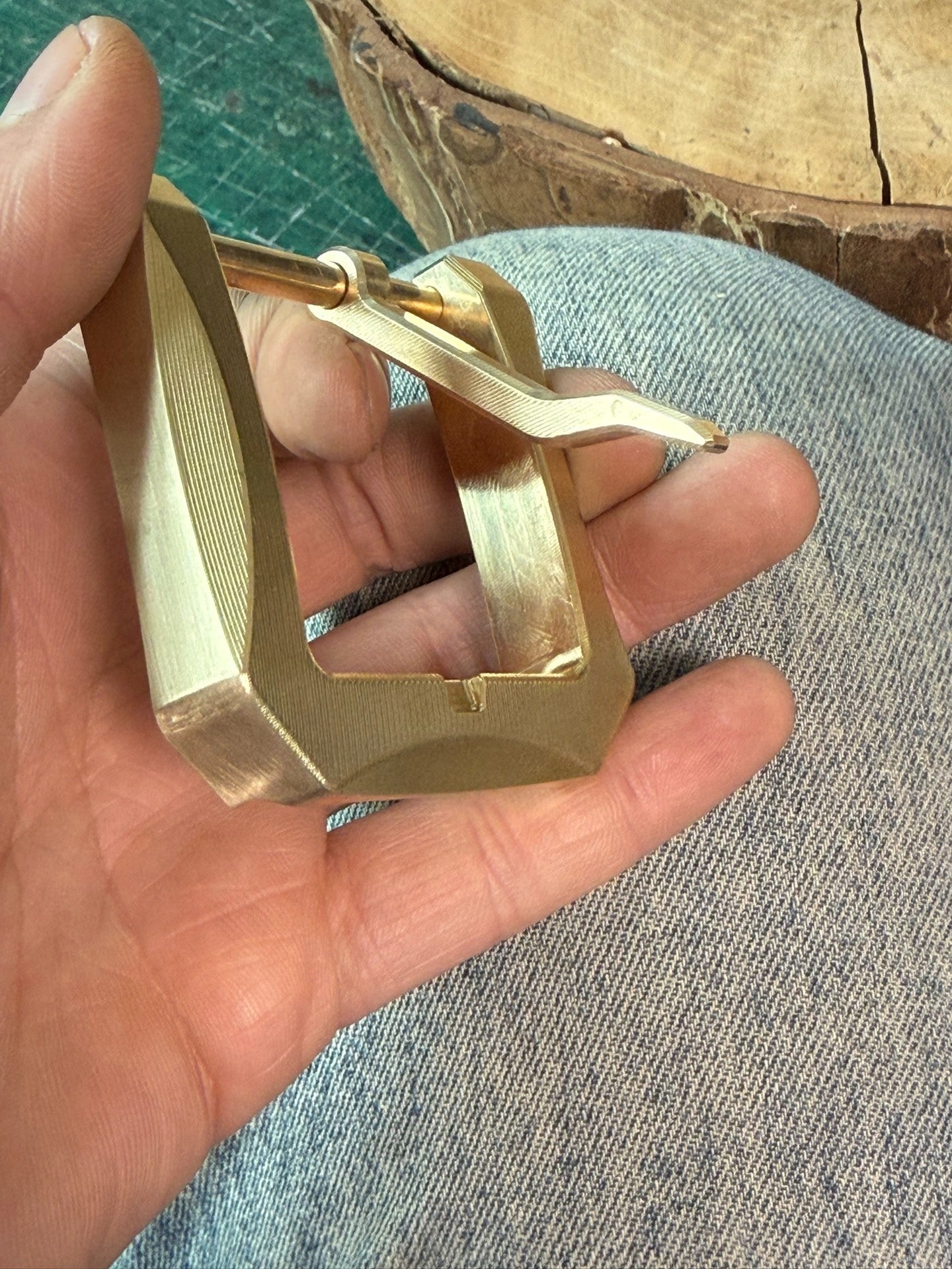Brass large D buckle octagonal buckle wire cut thick belt buckle 4.…