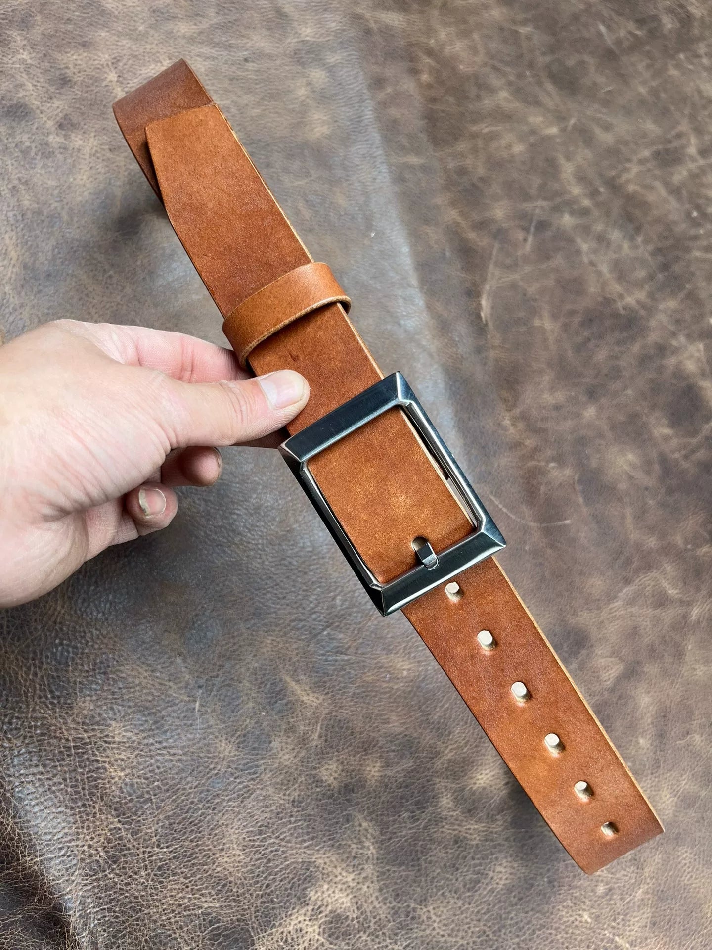 JF.J.Baker full grain jf horse bridle leather belt strip handmade b…