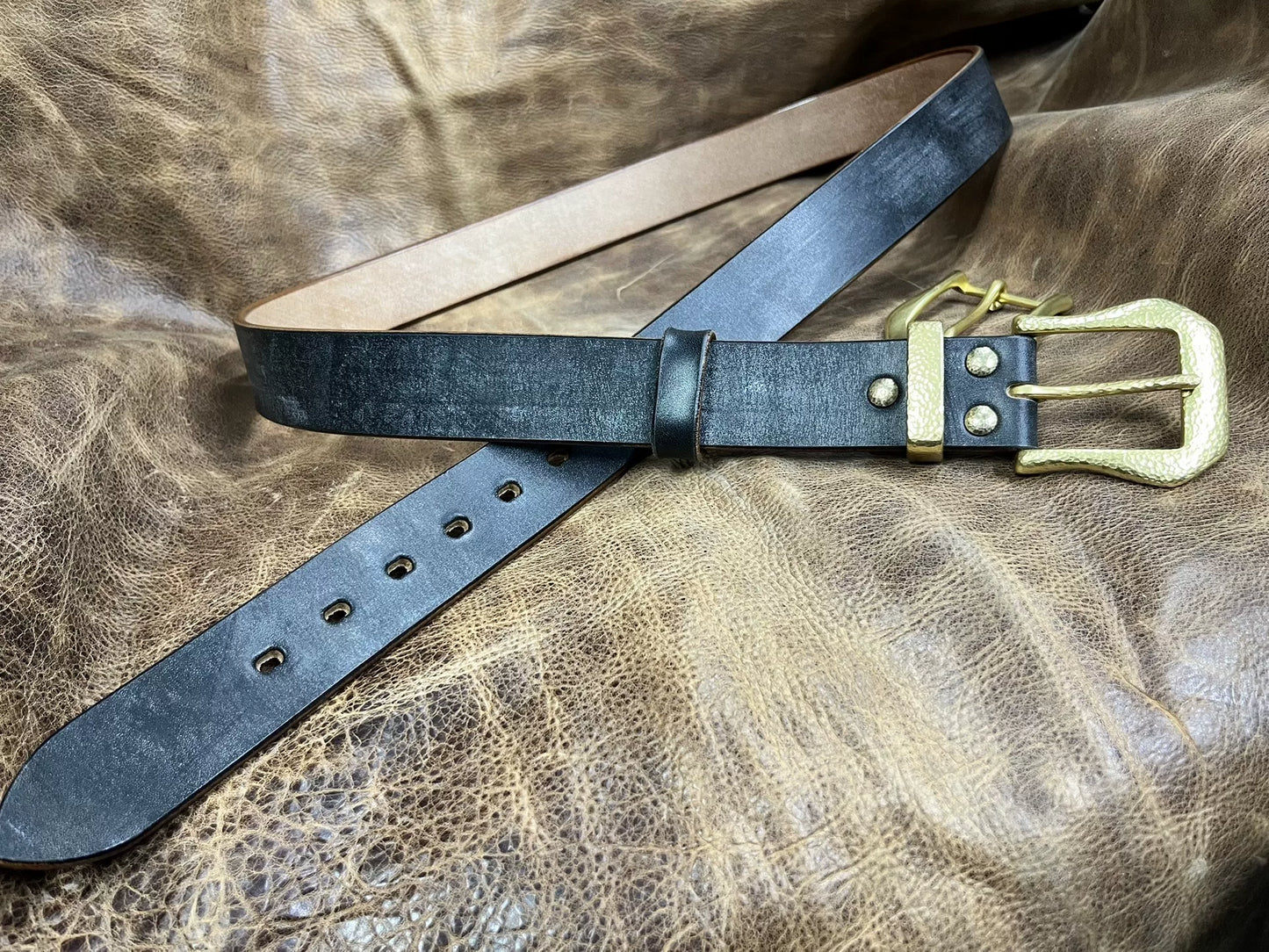 British JF horse bridle with handmade hammered solid brass belt buc…