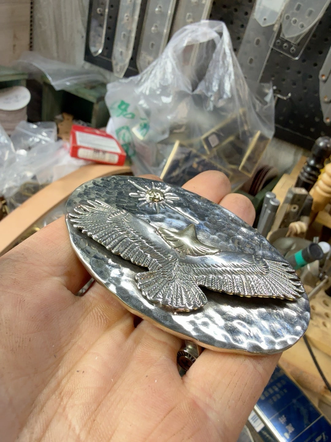Pure copper vintage eagle belt buckle