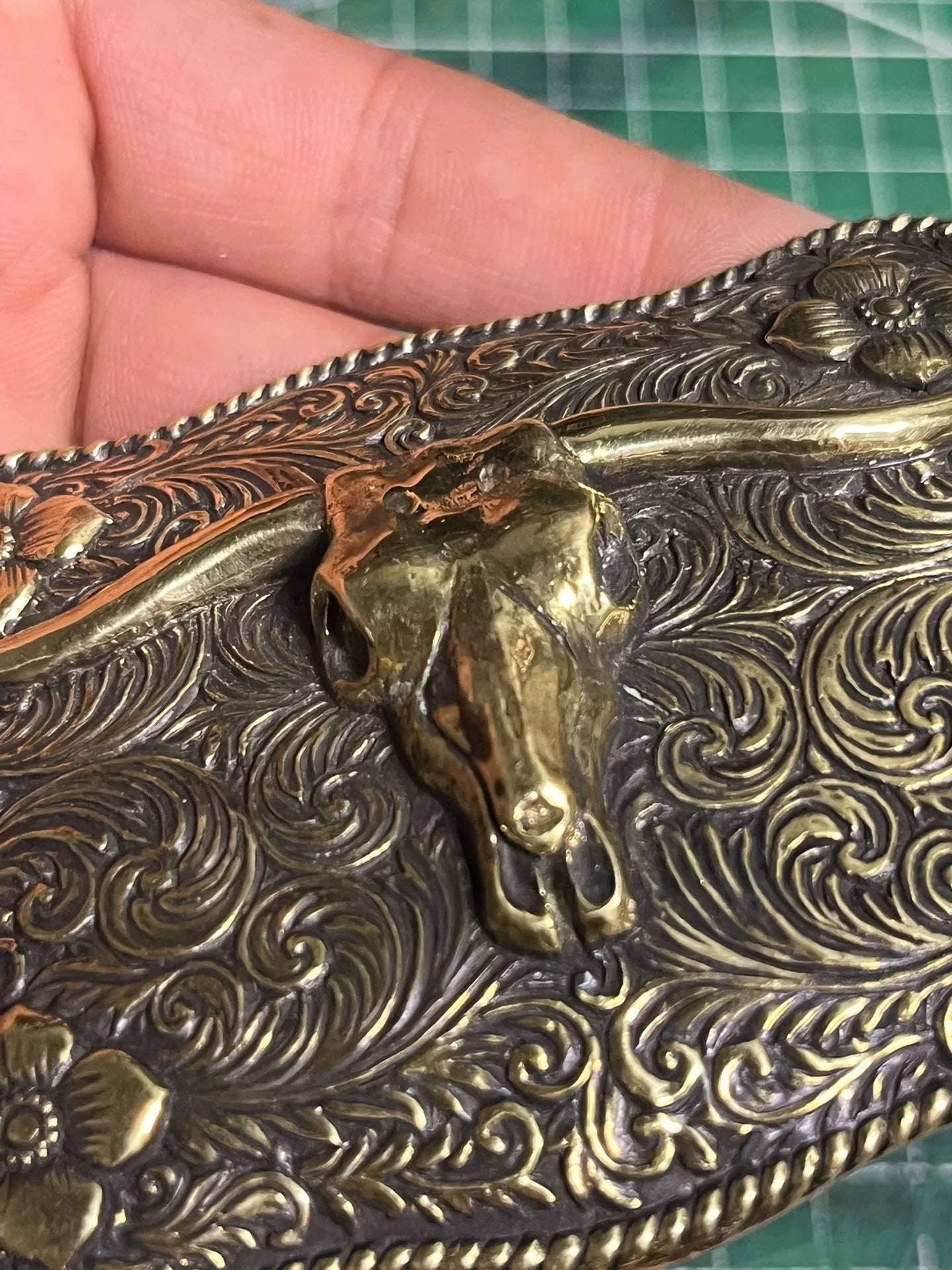 Handmade western medieval Ami khaki bull head belt