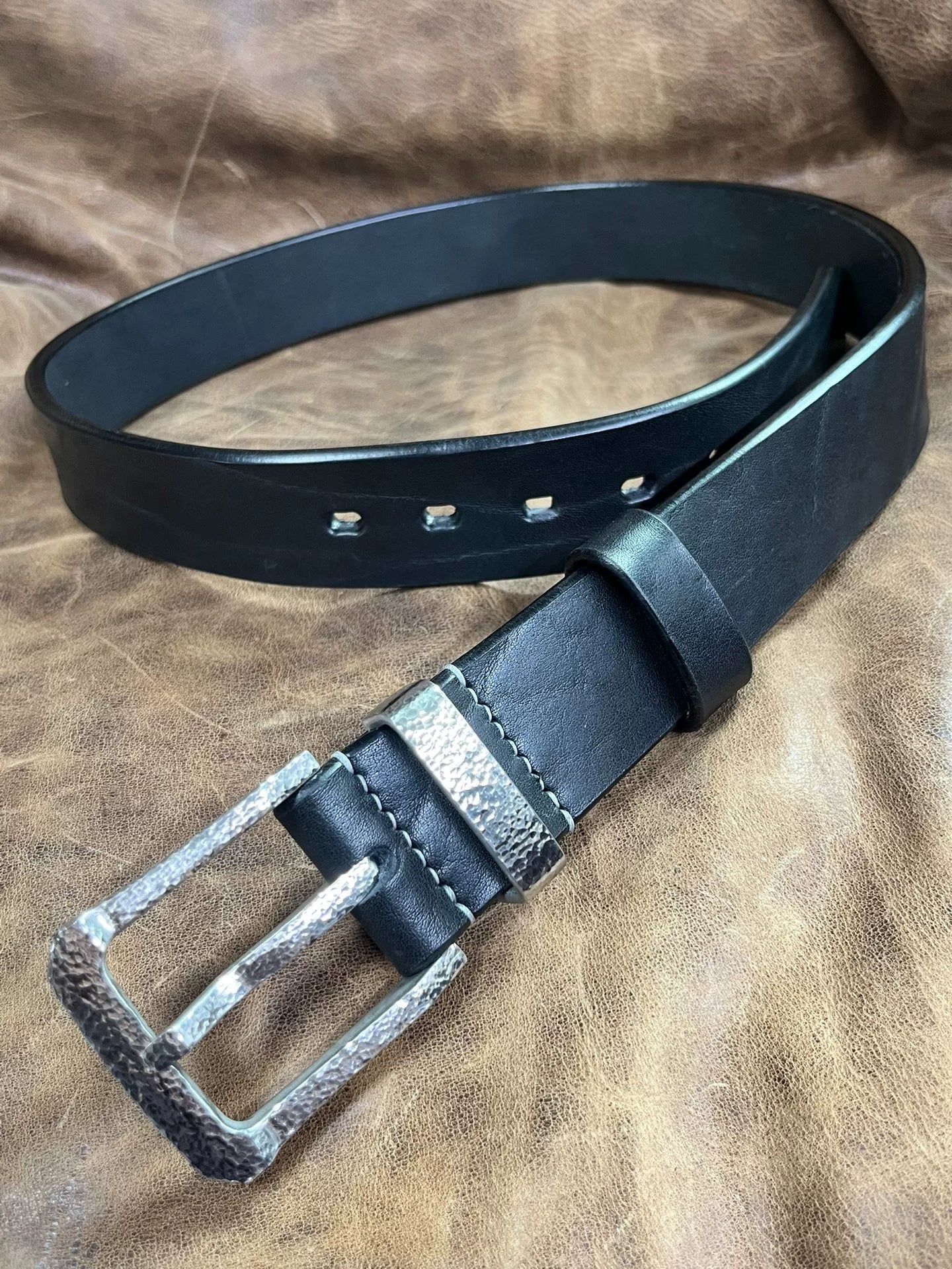 5.5 to 6 mm black bison leather formal business pin buckle business…