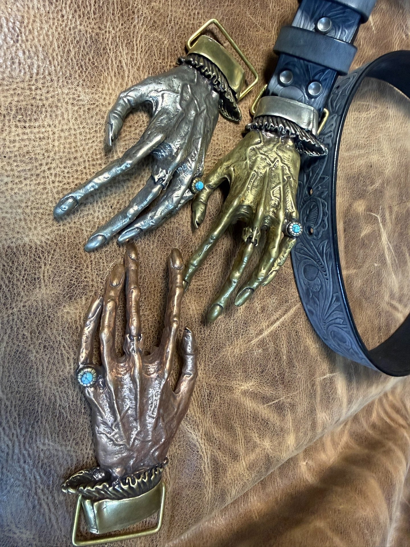 The Italian horse-rein carved handmade belt is custom-made