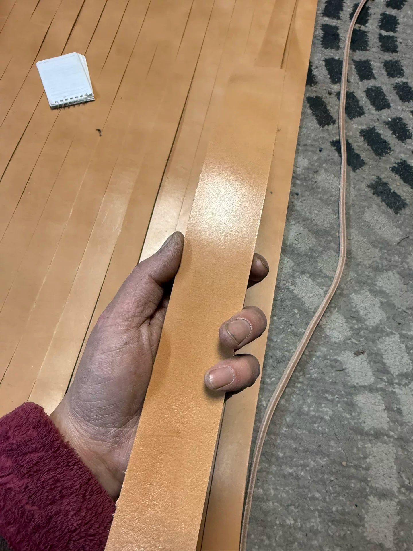 Vegetable tanned belt strips