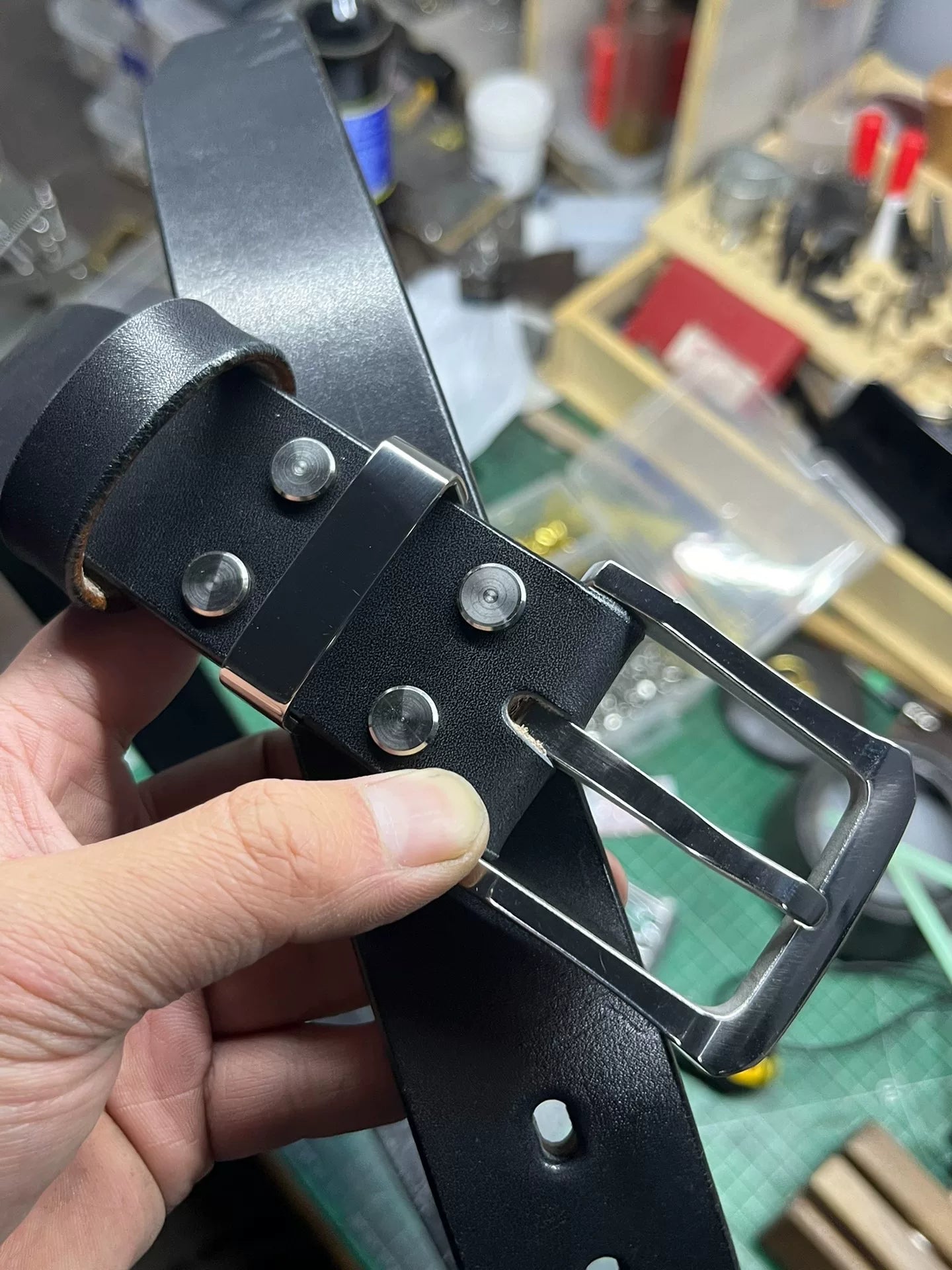 5.5mm thick Japanese Tochigi Shonan back leather belt with handmade…