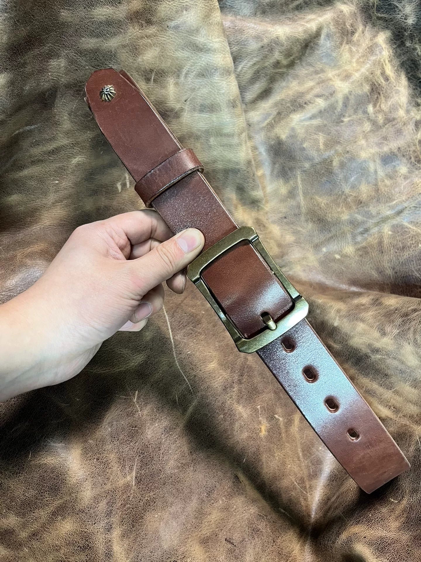 Zhaonan fat brown color with replica gadfly buckle