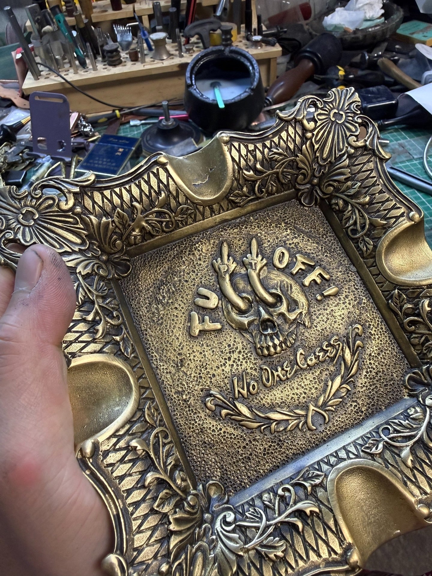550g Solid Pure Copper Cigar Ashtray — Heavy Brass