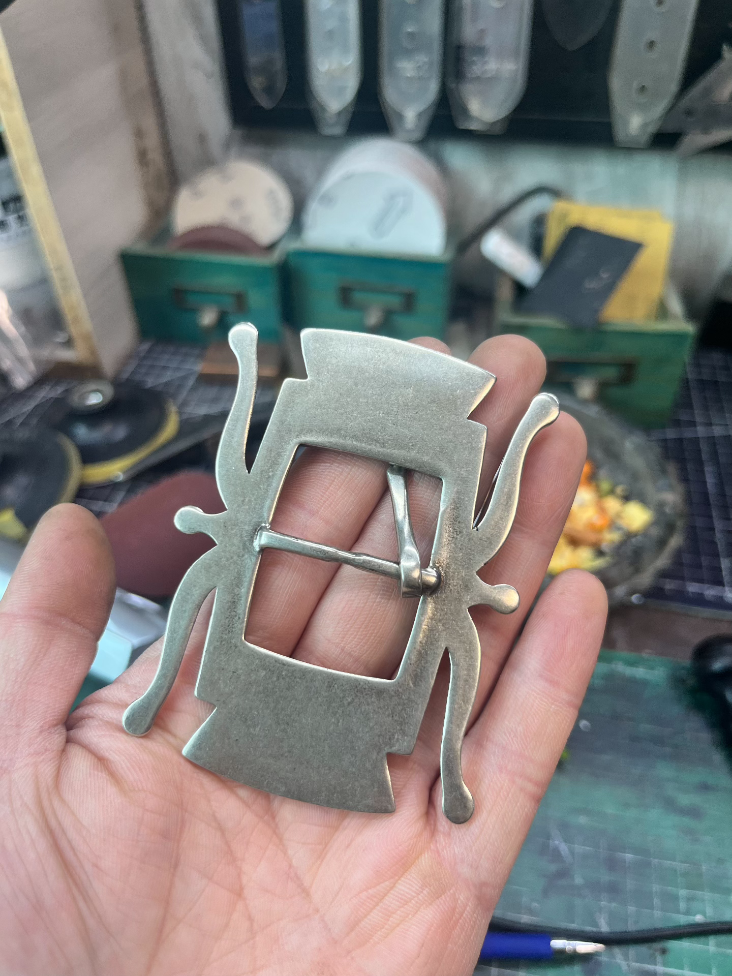 RRL Vintage Silver-Plated White-Bronze Buckle — Aged Finish