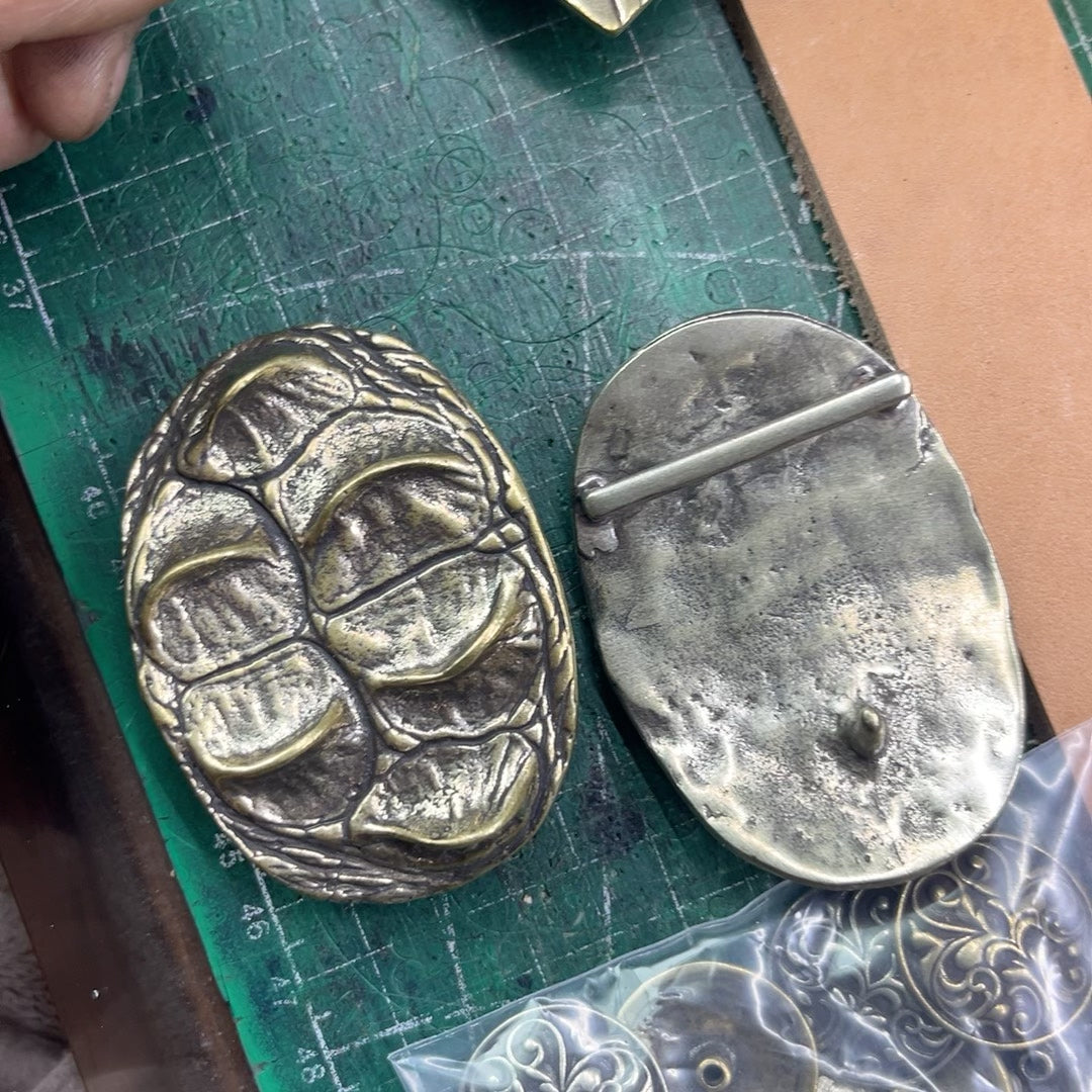 Pure copper crocodile skull belt buckle