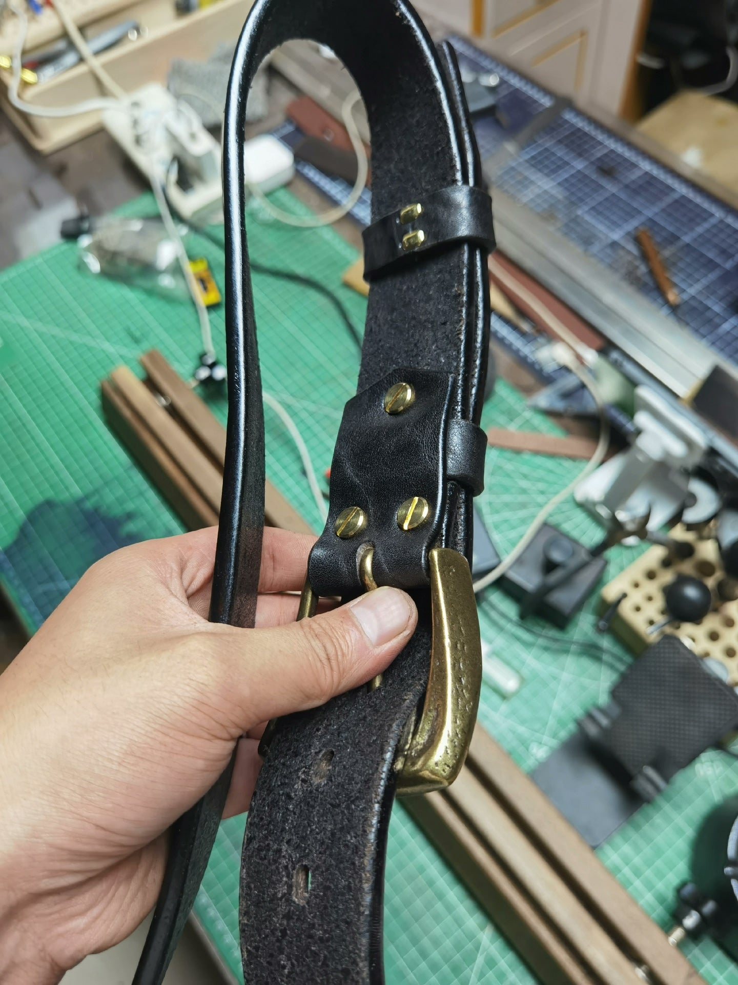 6.5mm Thick North American Dyed Black Buffalo Leather Belt