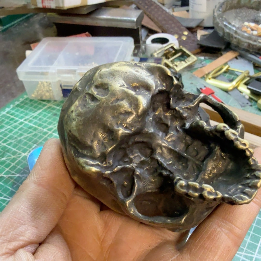 334g Solid Brass Skull Ashtray — Skull Bowl Shape