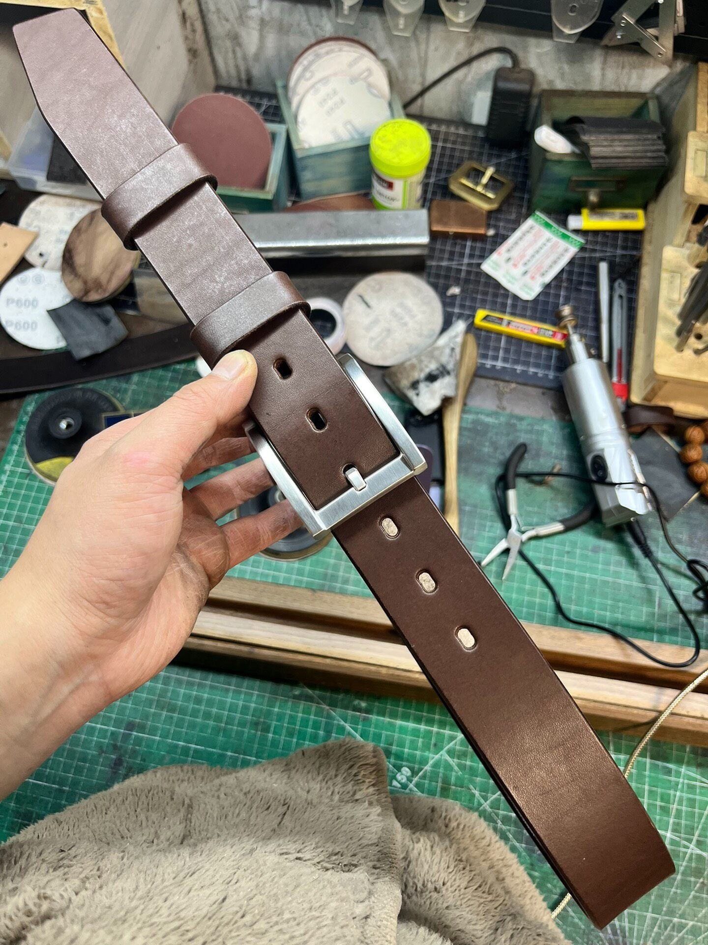 6mm American Skirting Leather Belt – Solid Copper Cow No.4 Buckle | Men's Casual Handmade