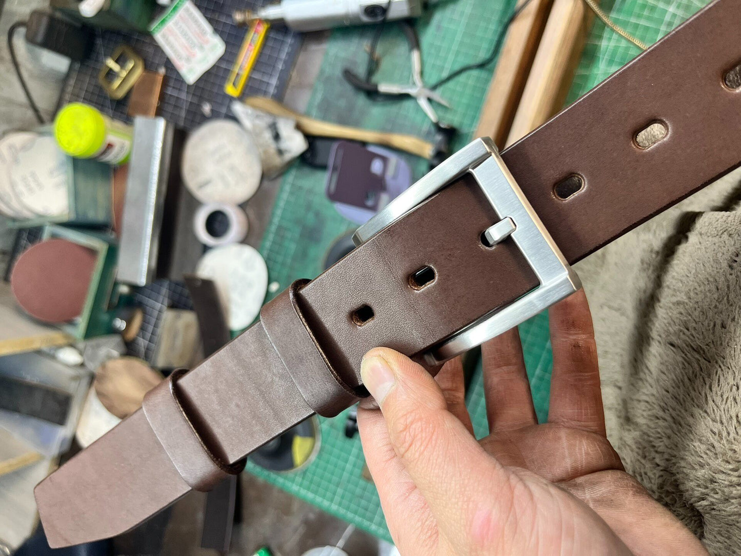 6mm American Skirting Leather Belt – Solid Copper Cow No.4 Buckle | Men's Casual Handmade
