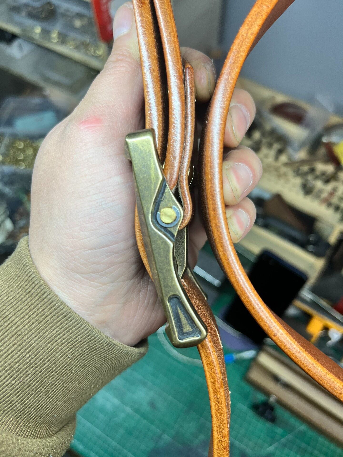 14oz Sunset Yellow American Skirting Leather Belt – Solid Copper Buckle | 1.57in Wide | Handmade