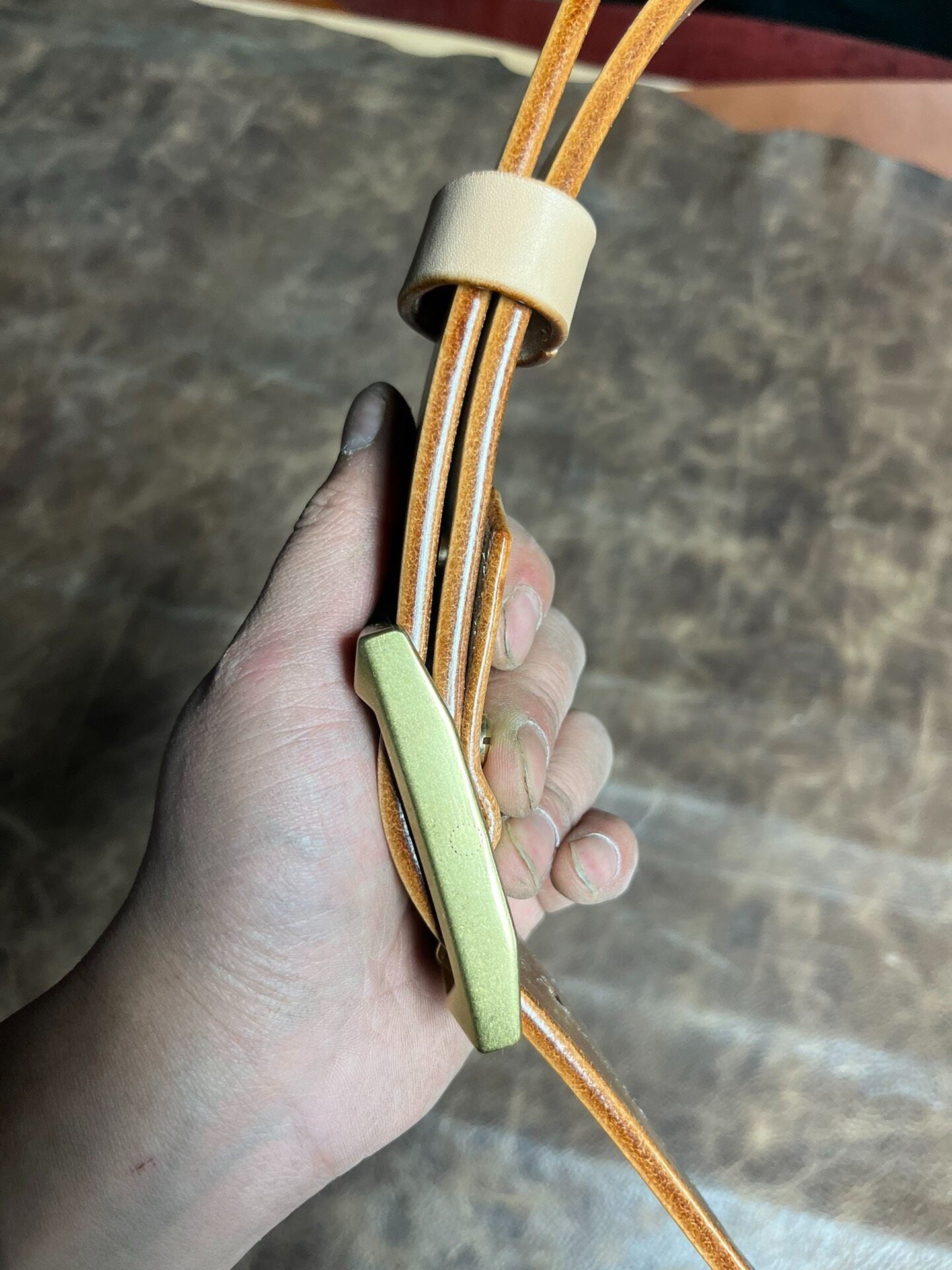 Natural Tan American Skirting Leather Belt – One-Piece Fold | Handmade Custom