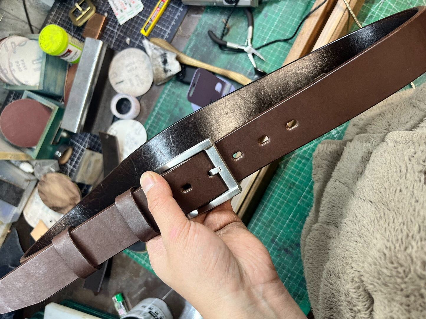 6mm American Skirting Leather Belt – Solid Copper Cow No.4 Buckle | Men's Casual Handmade