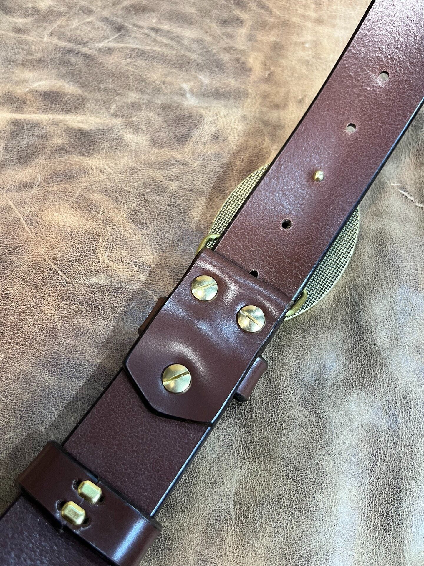 10-11oz Brown TWS Thomas Bridle Leather Belt – Solid Copper Buckle | 1.57in Wide | Handmade Custom