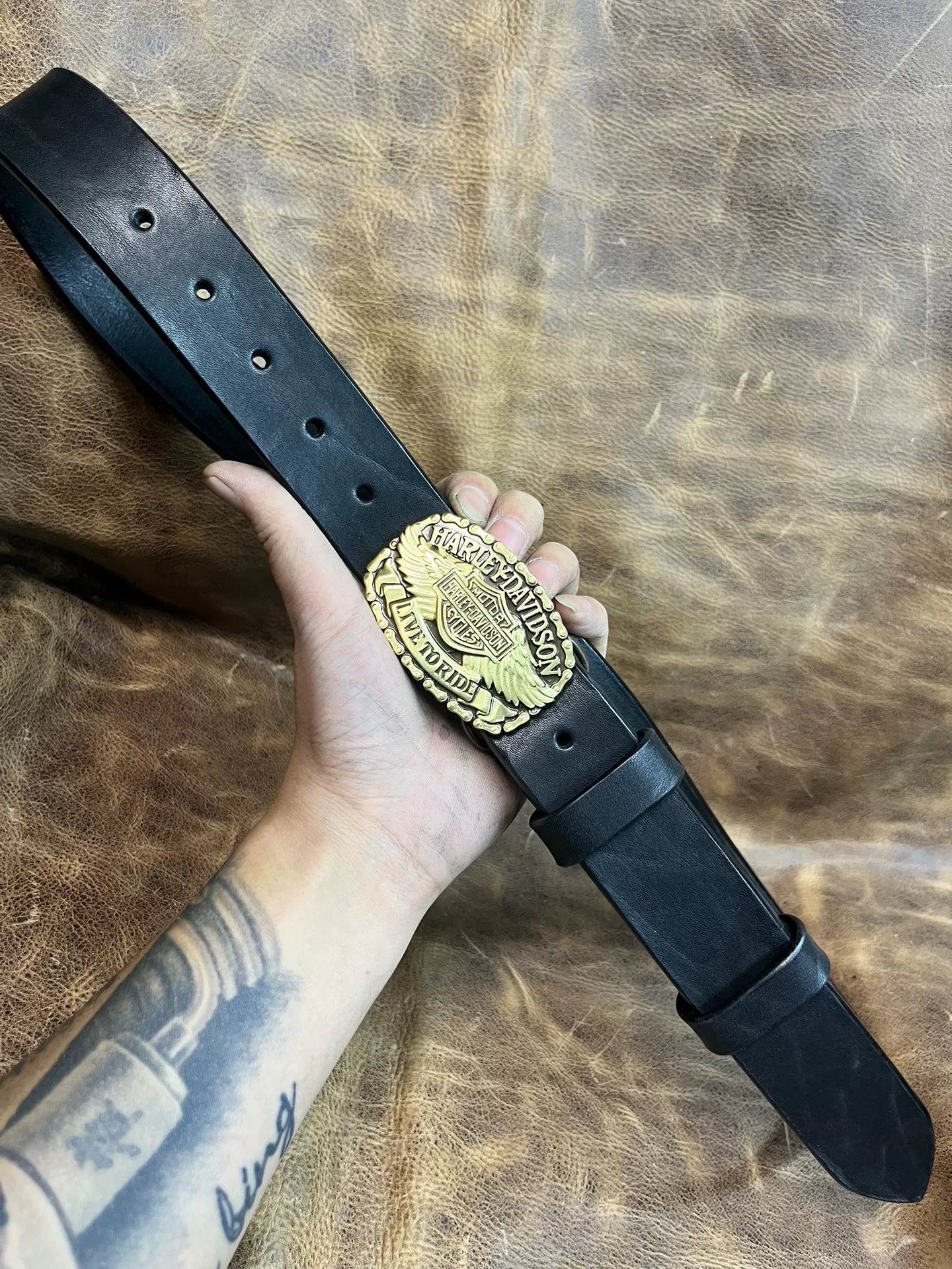 Super awesome 6mm thick North American black dyed bison leather fir…