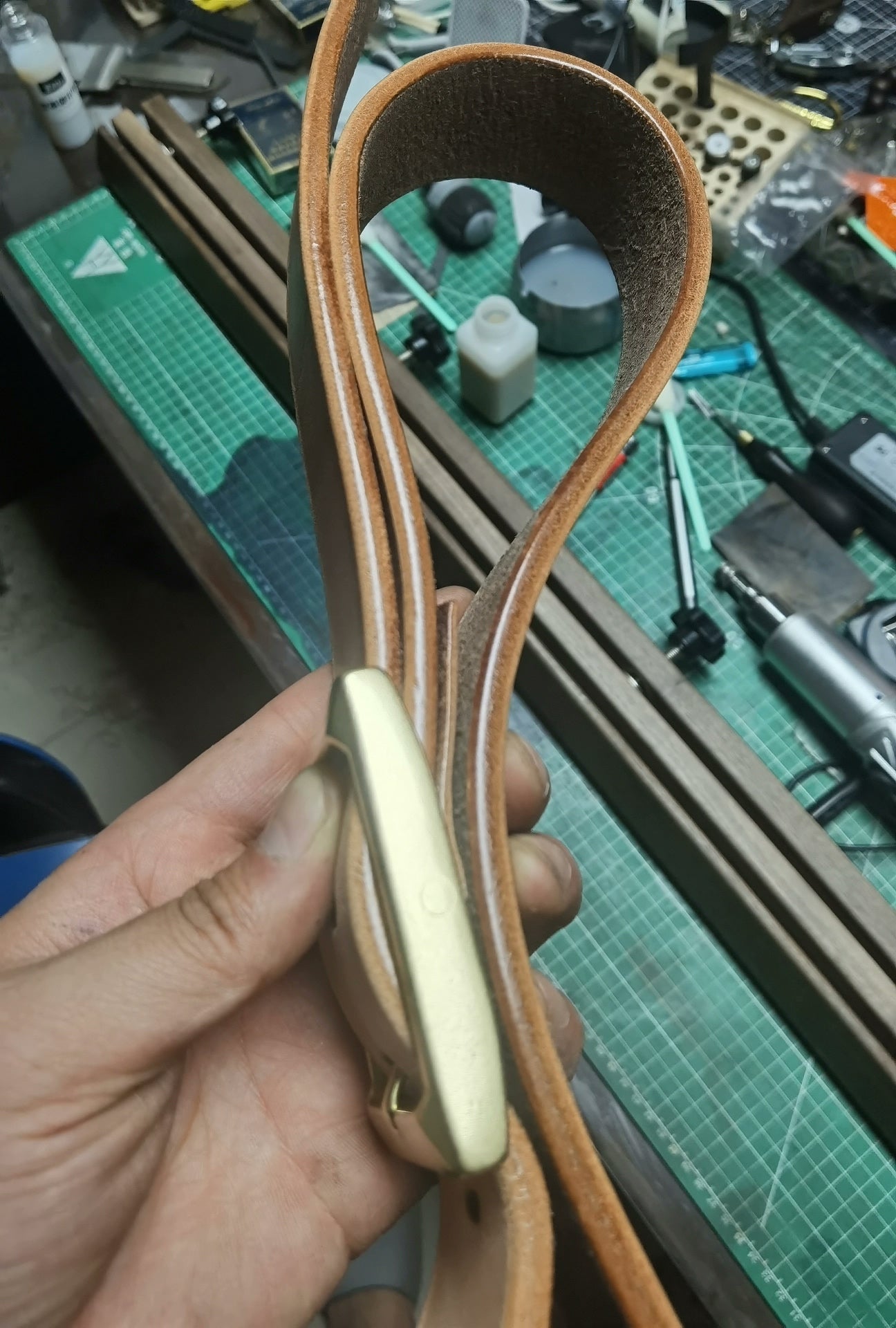 Japanese Tochigi fat back leather handmade sandpaper polished edge…