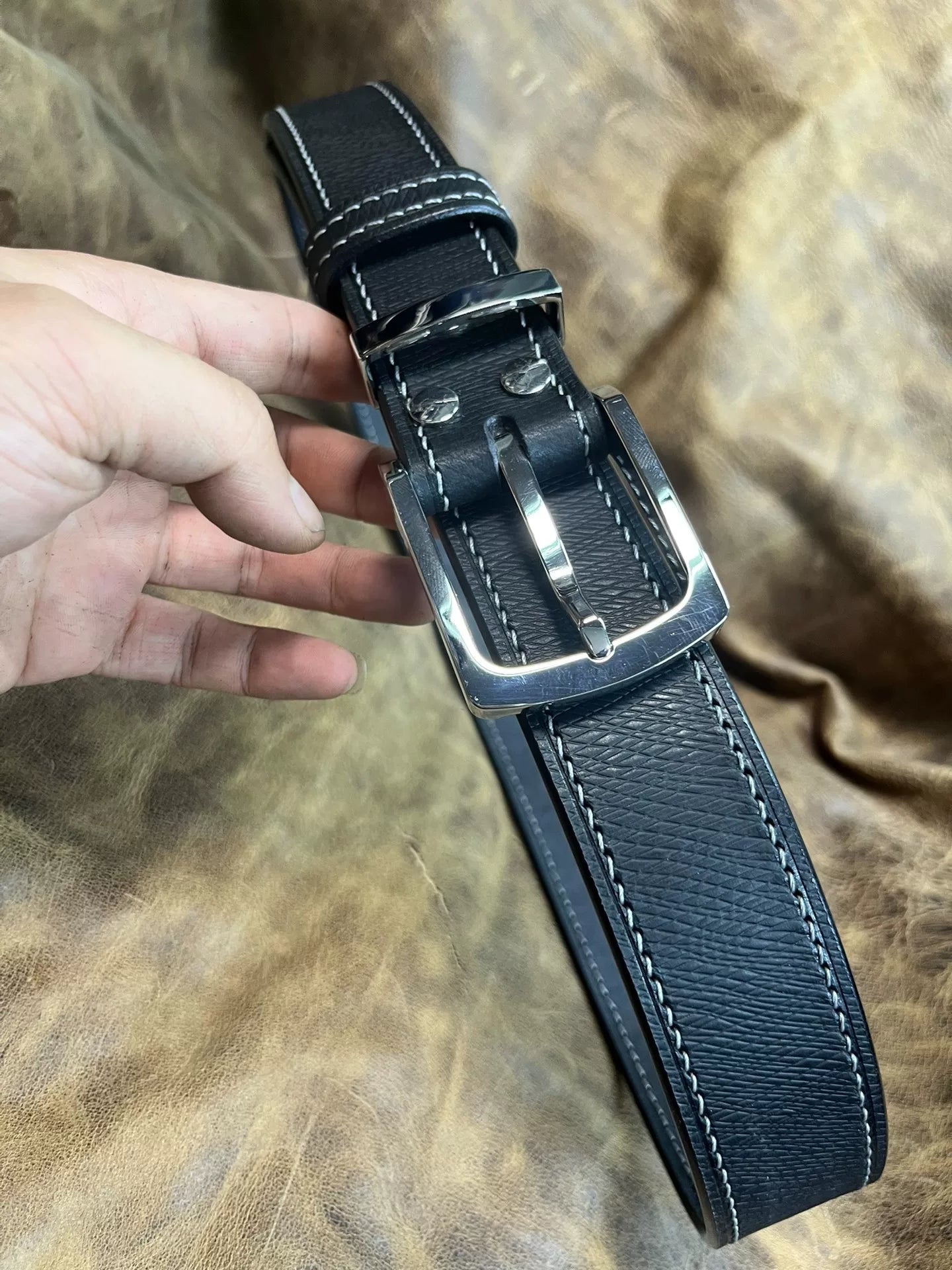 Imported Italian saddle vegetable tanned leather with genuine Gadfl…