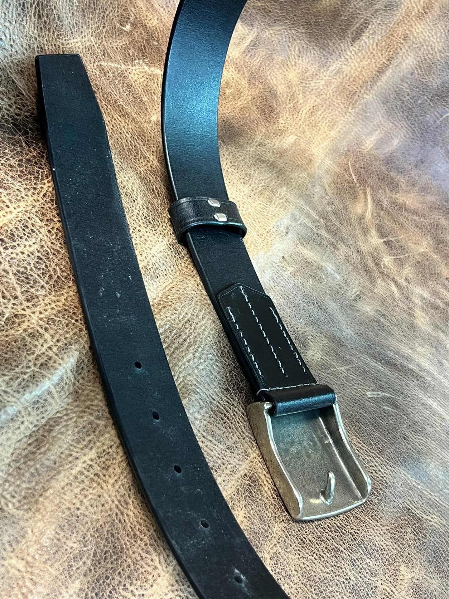 TWS Bridle Leather with Japanese Vintage White-Bronze Square Buckle