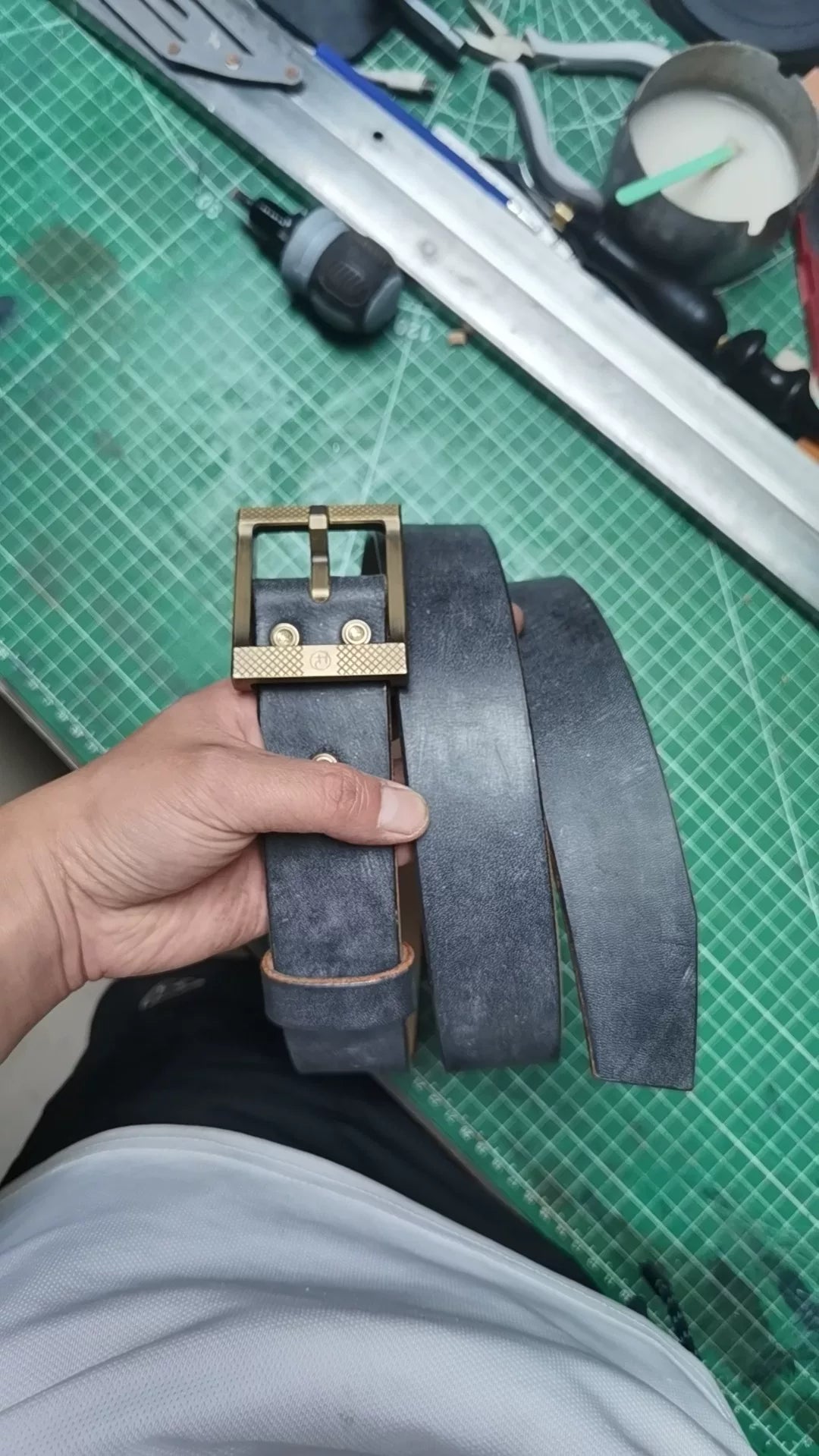 5.5mm JF Horse Rein Black Handmade Belt Professionally Customized
