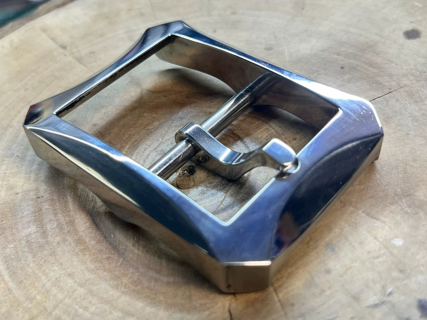 Octagonal Line-Cut 316 Stainless Steel Buckle — 4.05cm Inner Diameter