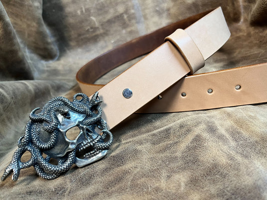 American retro skull snake pure copper and white copper belt buckle…