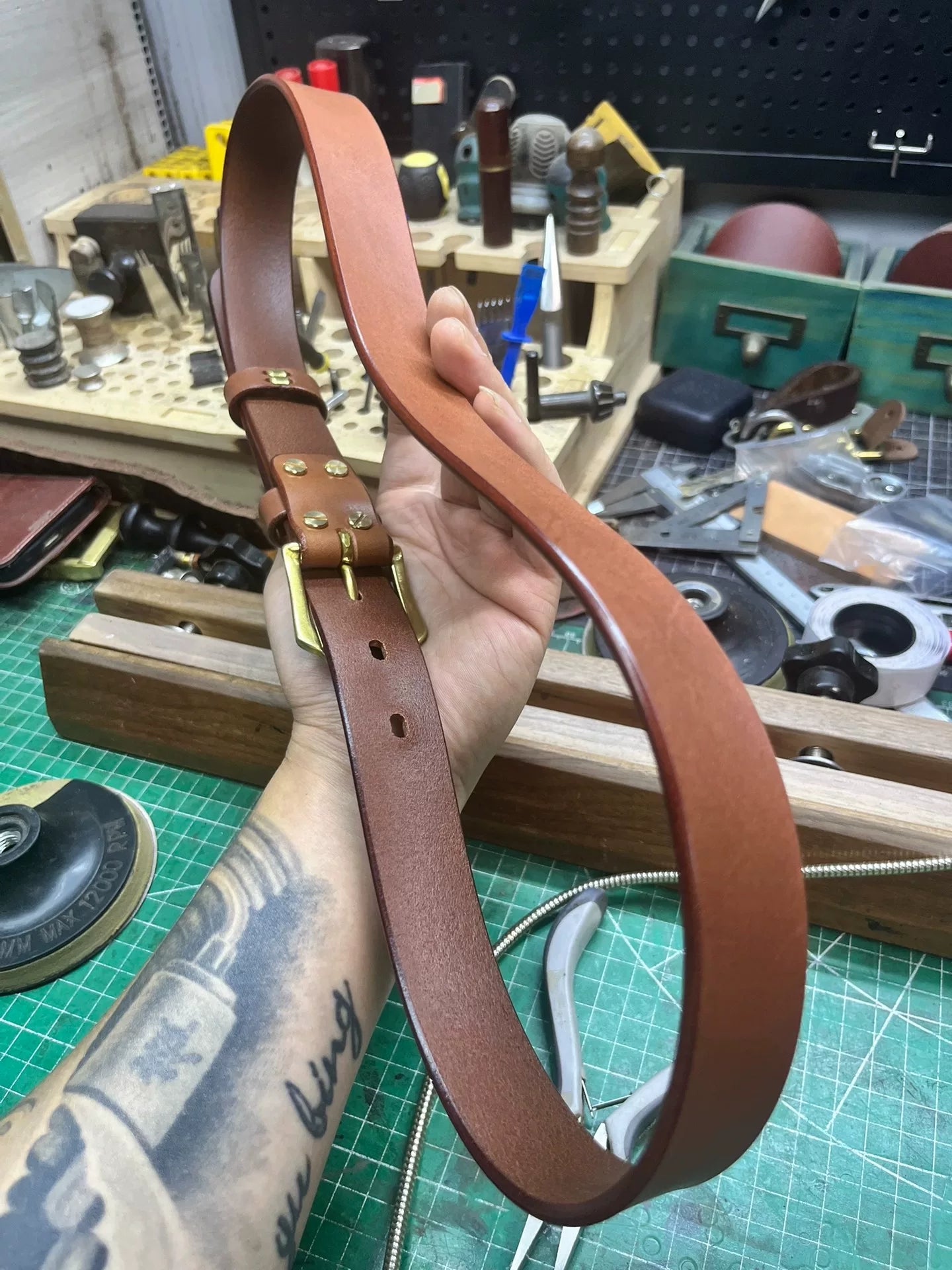3cm Narrow Handmade Belt — Italian Tuscany Leather, Solid Brass Buckle