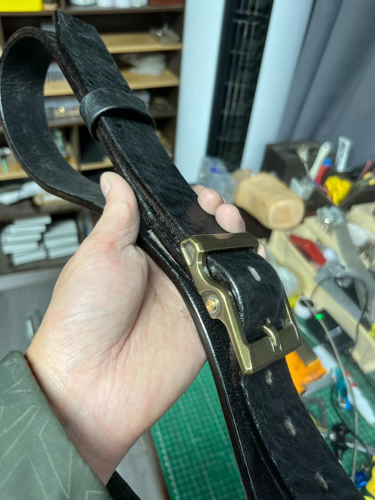 Custom 5.5–6mm North American Bison Leather Handmade Belt