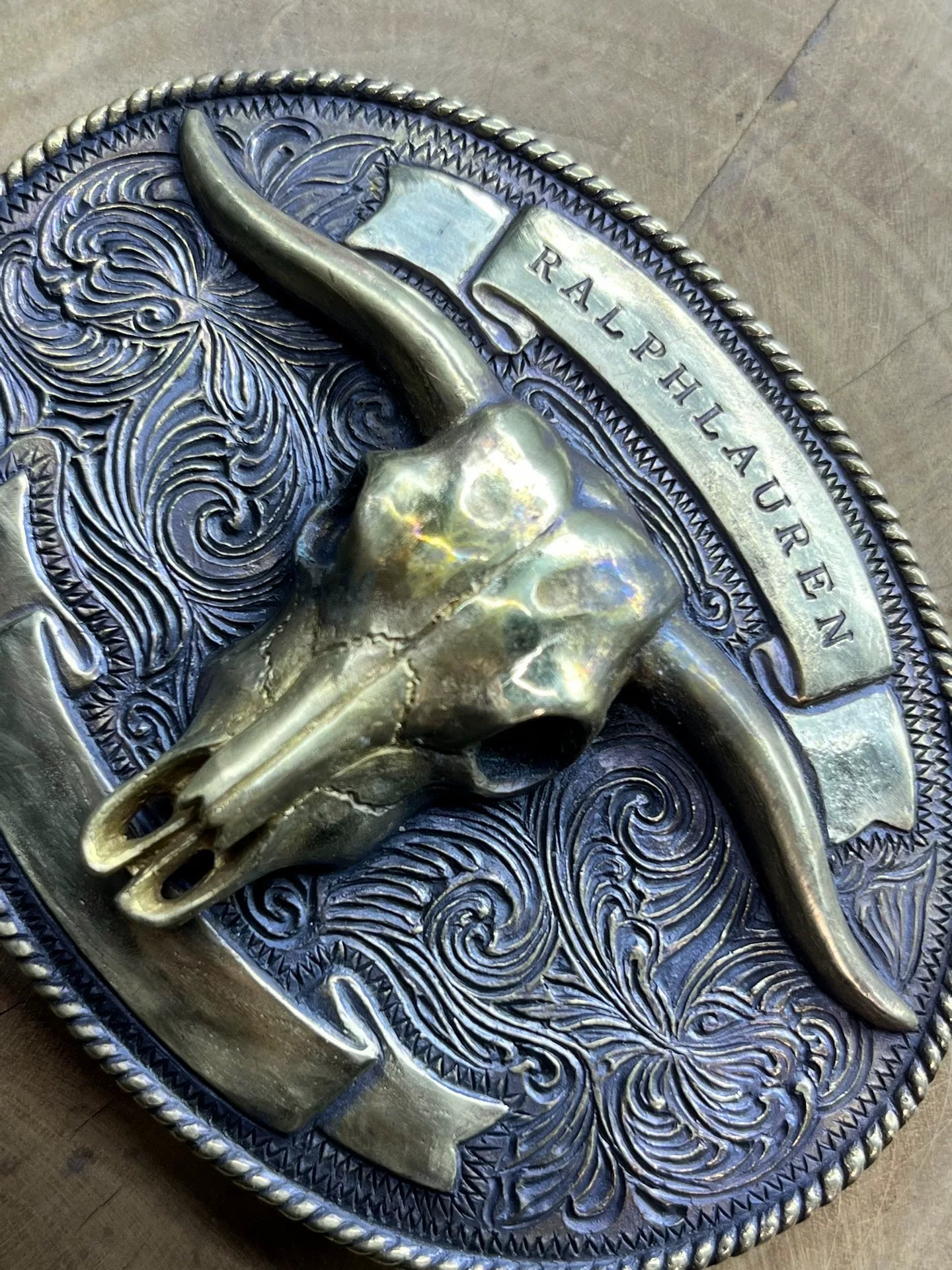 Spot handmade belt buckle Western Middle Ages Ami khaki bull head b…