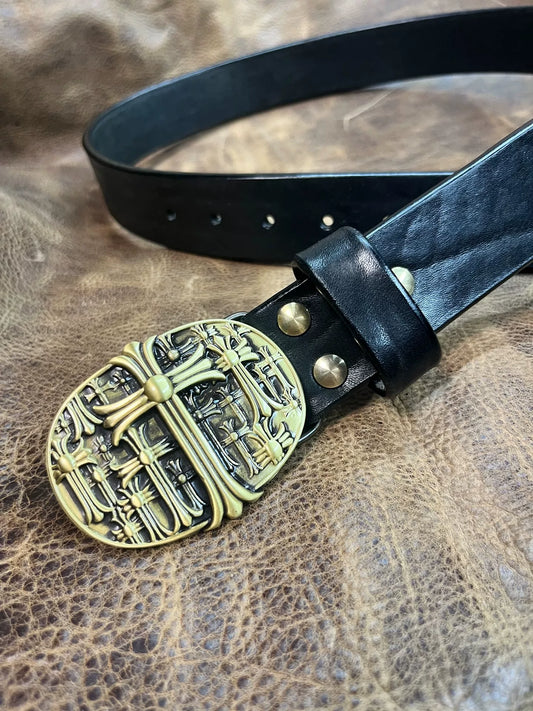 5.5mm thick North American black dyed bison leather with Crow heart…