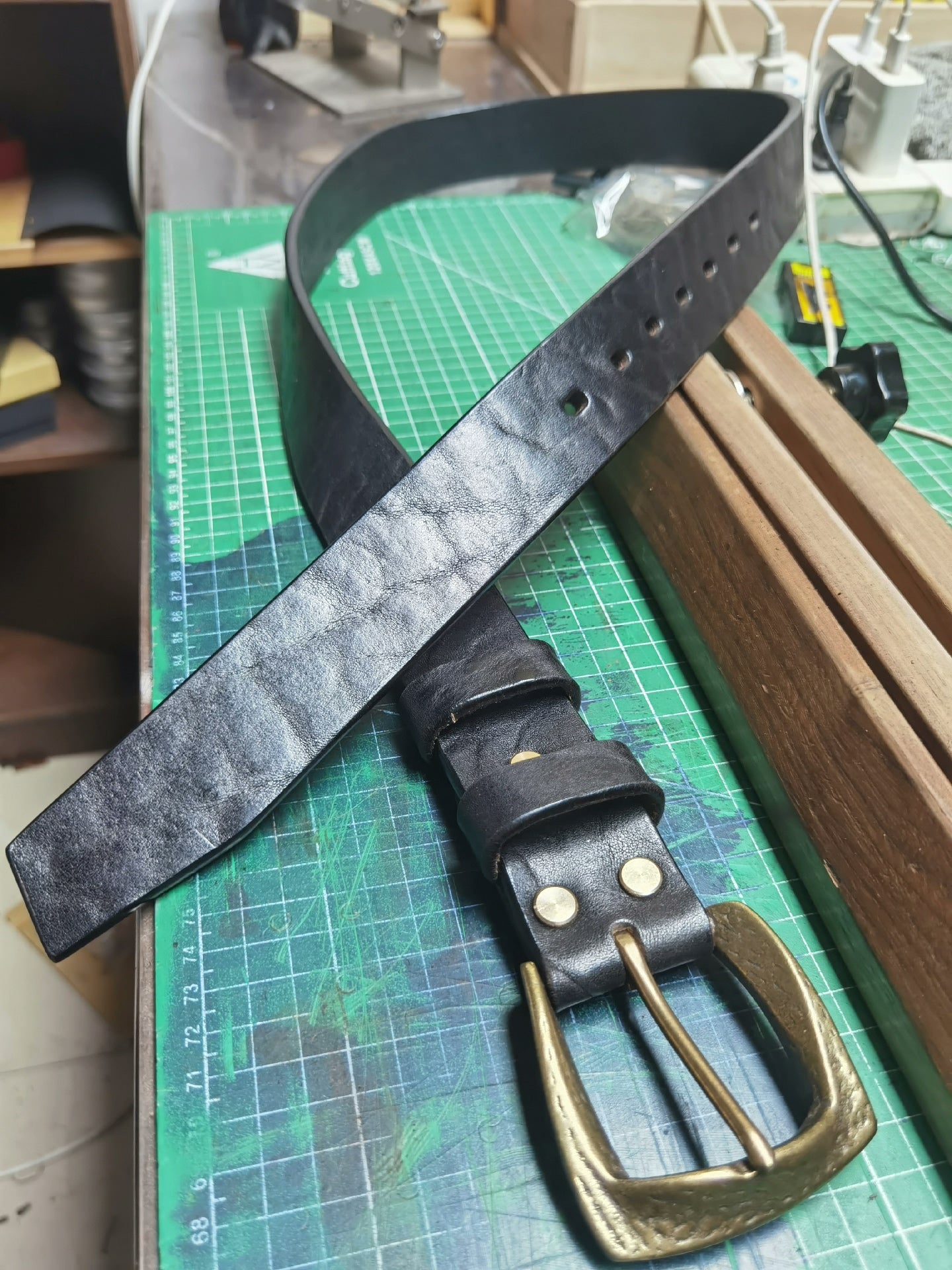 6.5mm Thick North American Dyed Black Buffalo Leather Belt