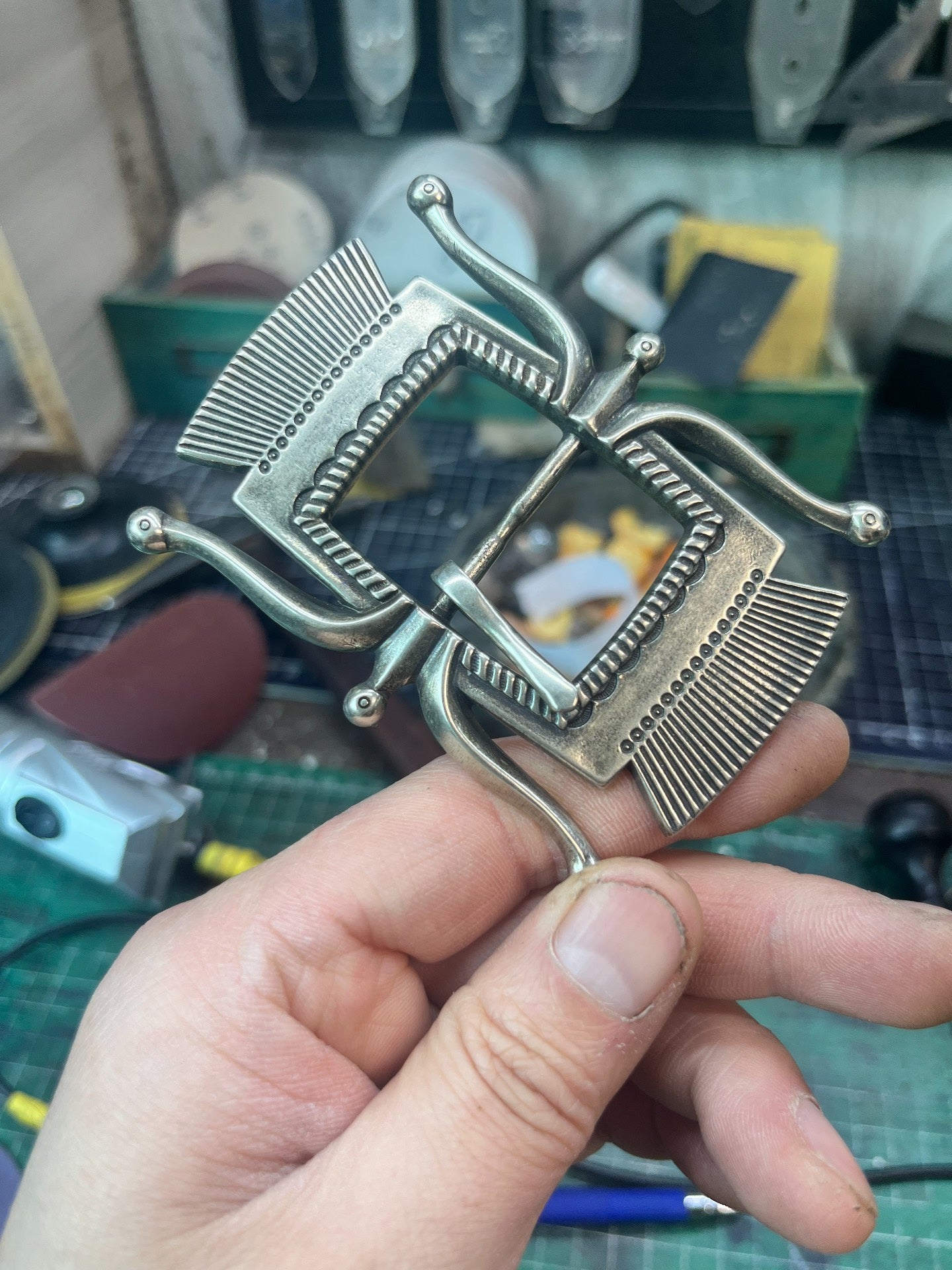 RRL Vintage Silver-Plated White-Bronze Buckle — Aged Finish
