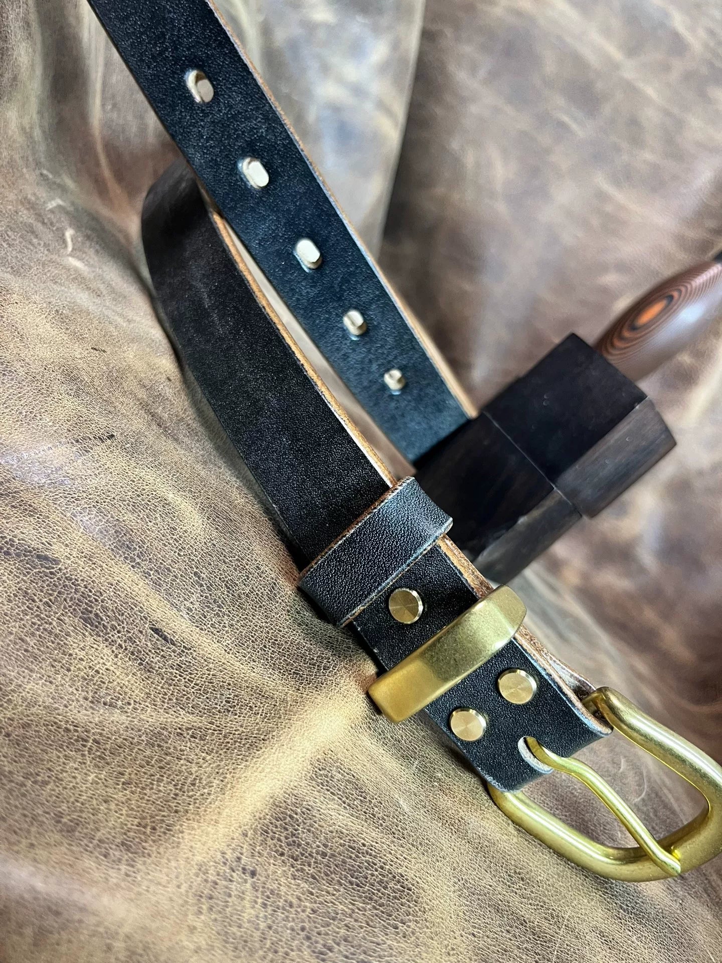 Black JF Horse Rein women's handmade belt