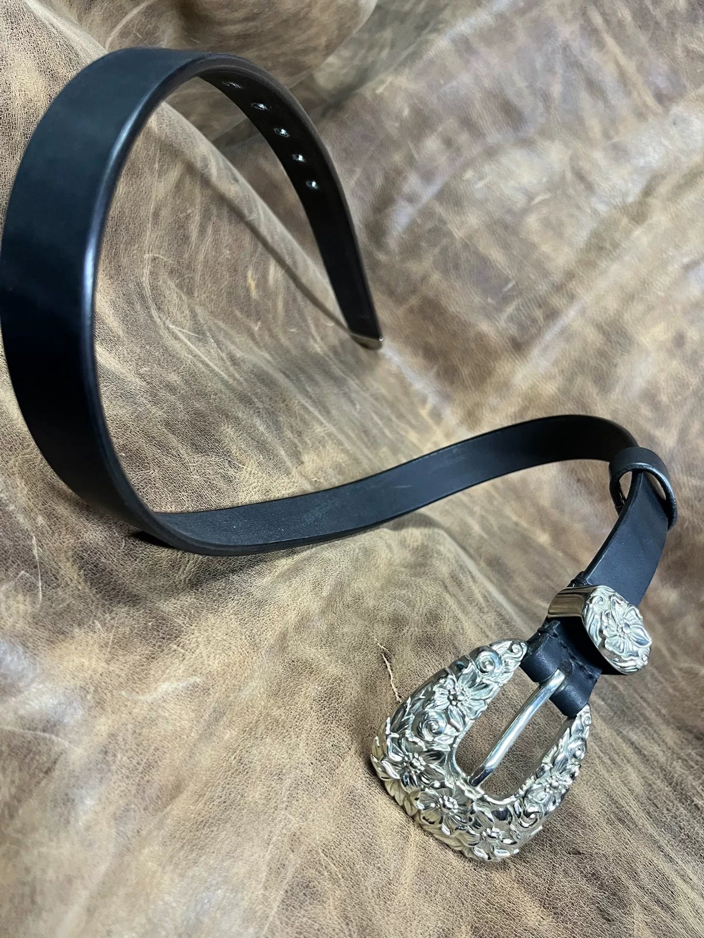 2.4cm Ultra-Narrow Handmade Belt — American Vintage Style