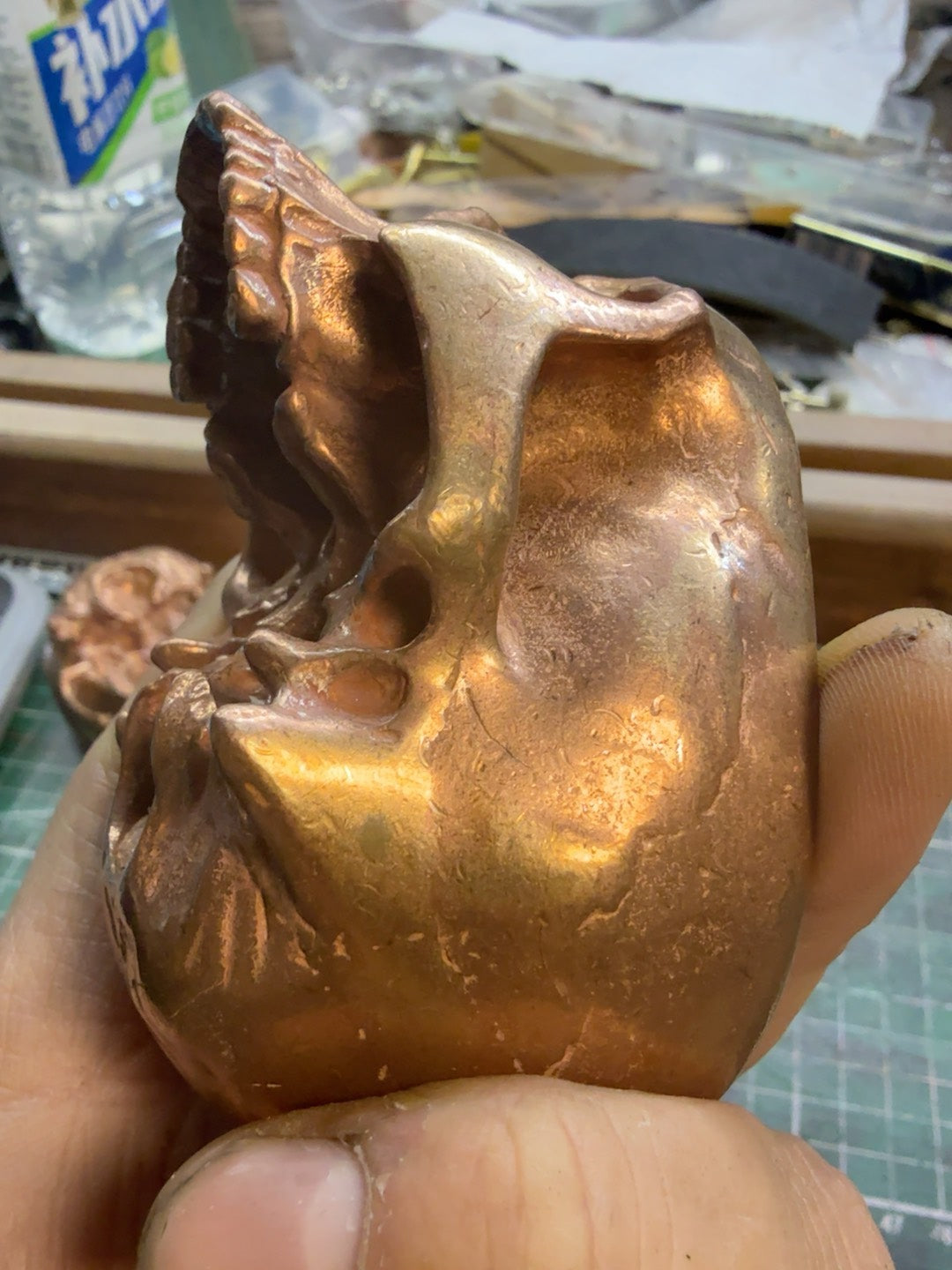 300g Solid Purple Copper Skull Ashtray