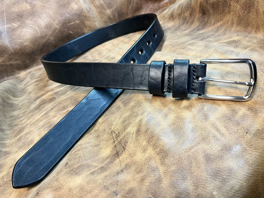 Black bison leather handmade belt
